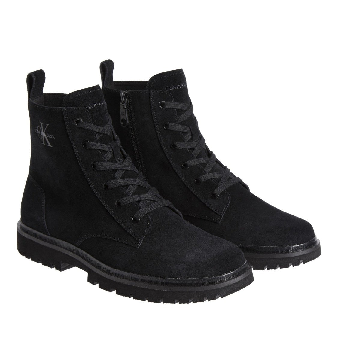 Calvin Klein Jeans Black Durable Sole Lace Closure Suede Ankle Boots