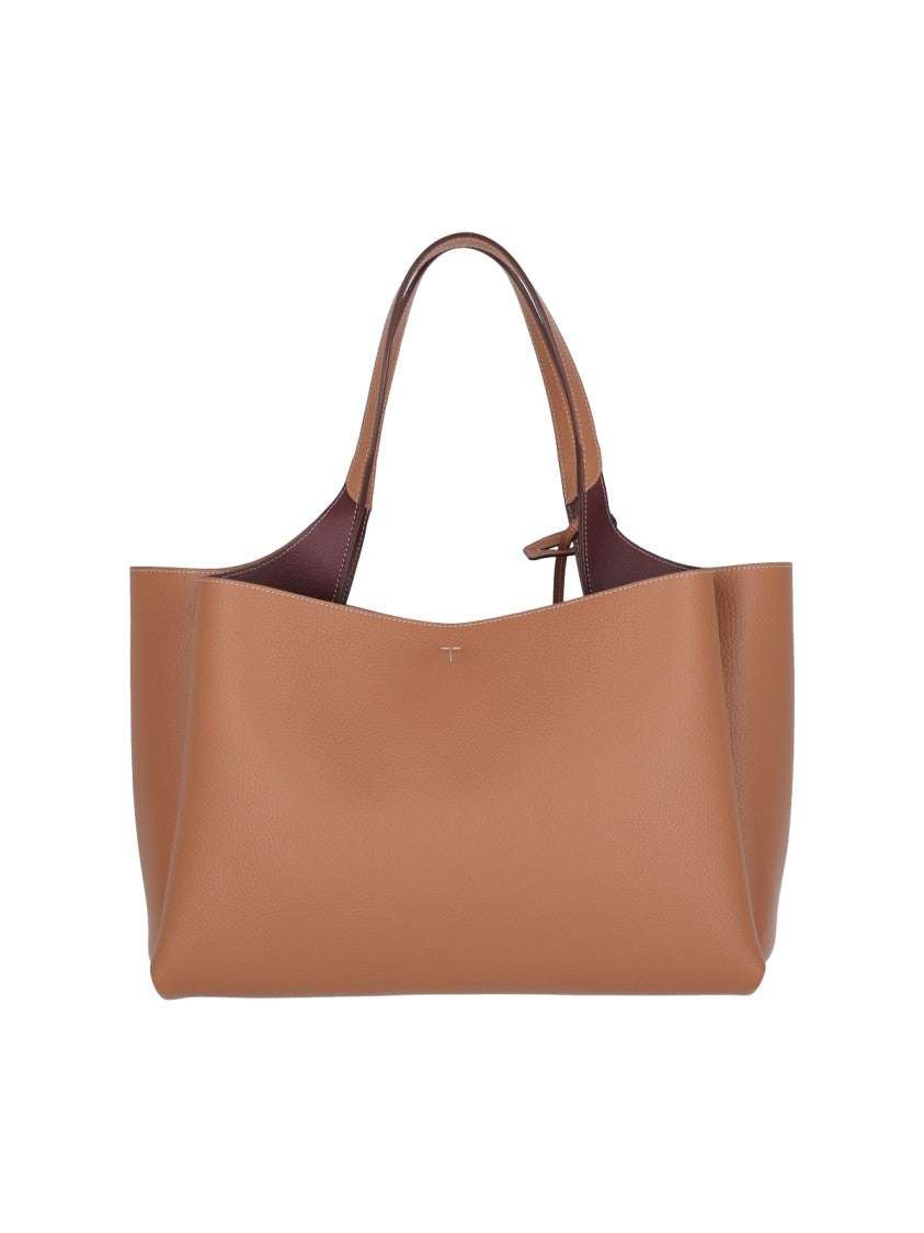 Tod's Medium Tote Bag In Brown Hammered Leather