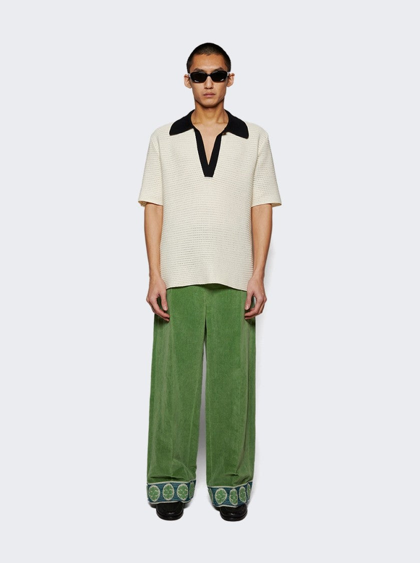 Valentino Washed Velvet Trousers Laurel Green