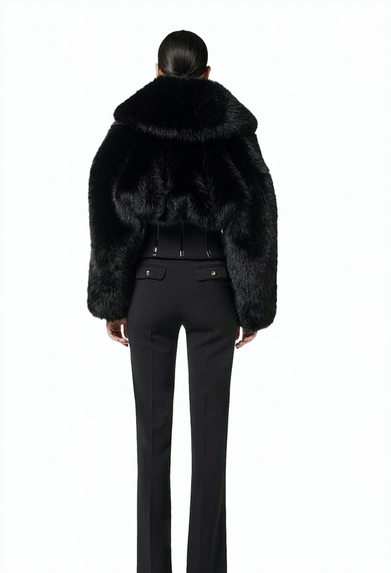 Elisabetta Franchi Lightweight Crepe Trousers With Jewel Chain Detail