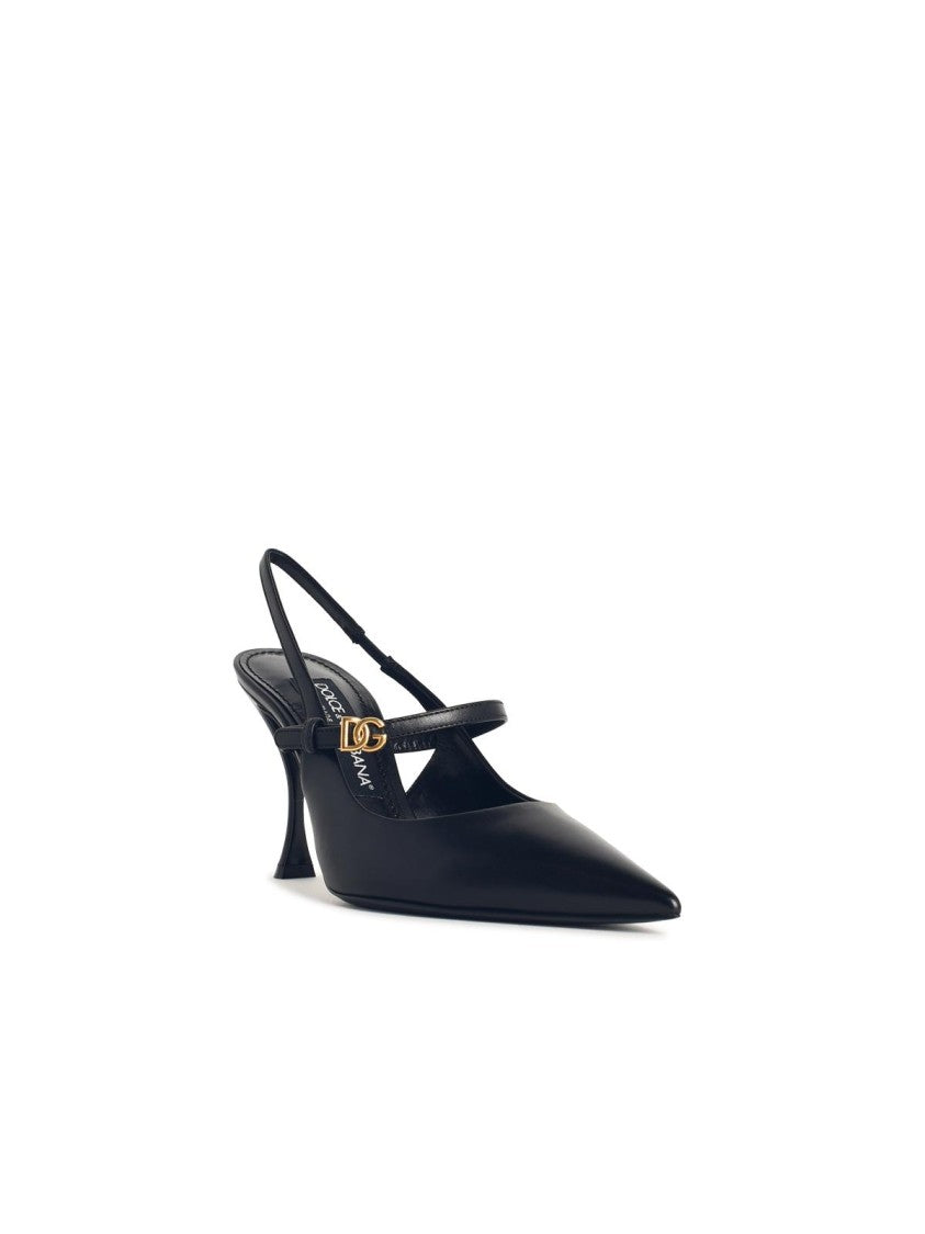 Dolce & Gabbana Black Leather Slingbacks