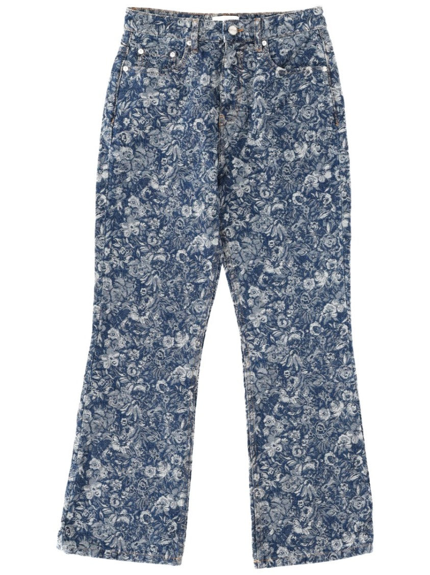 Ganni Blue Floral Tapestry Flared Jeans