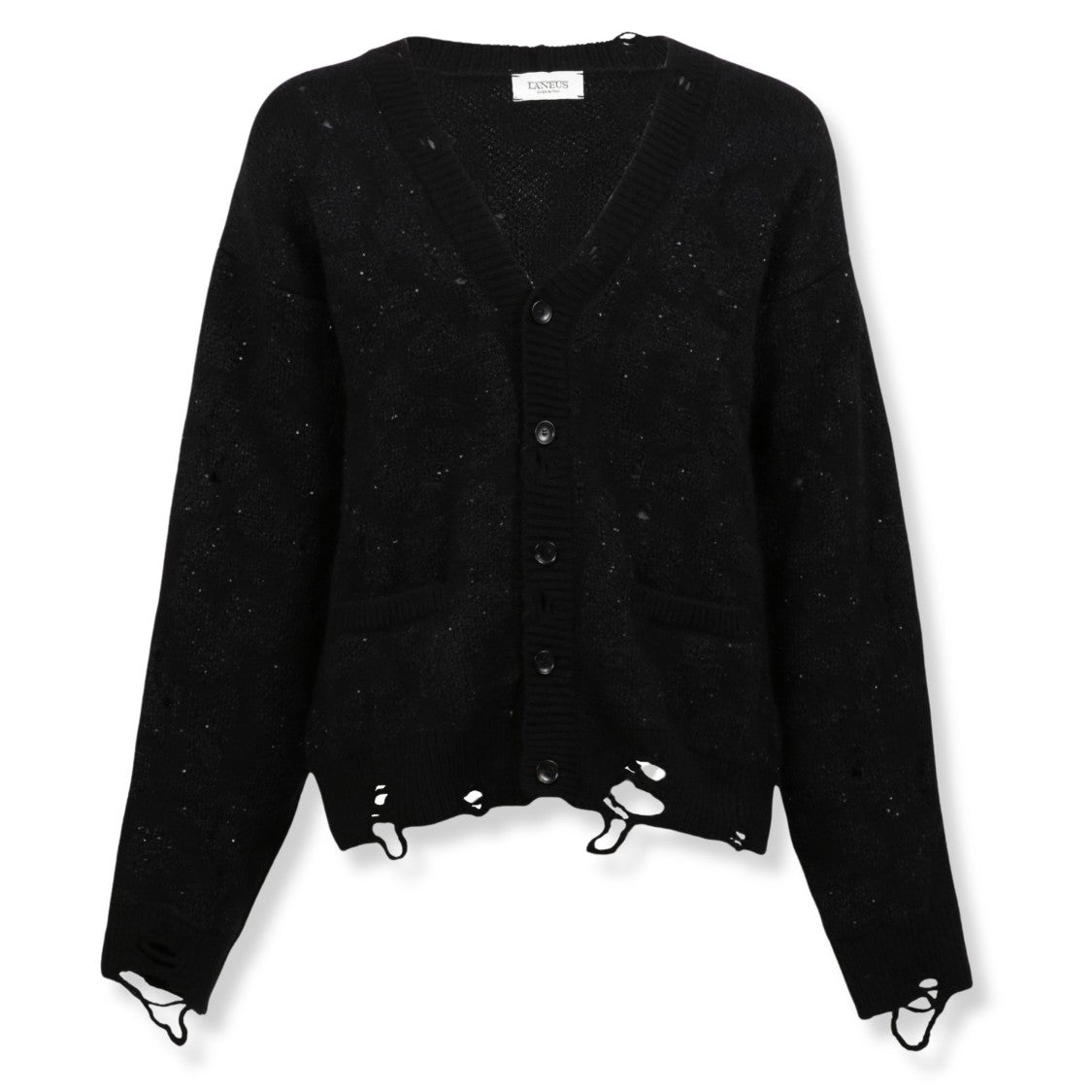 Laneus Textured Knit Cardigan With Button-Up Front