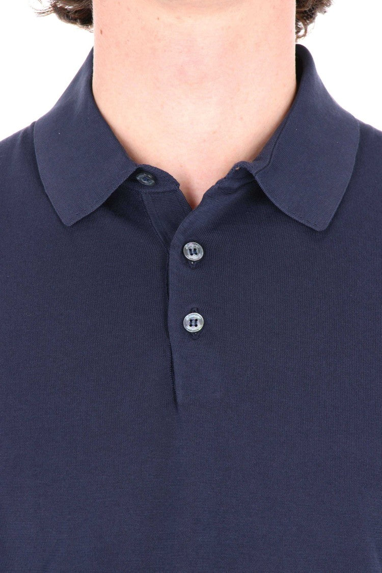 Drumohr Blue Ice Cotton Frosted Polo Shirt