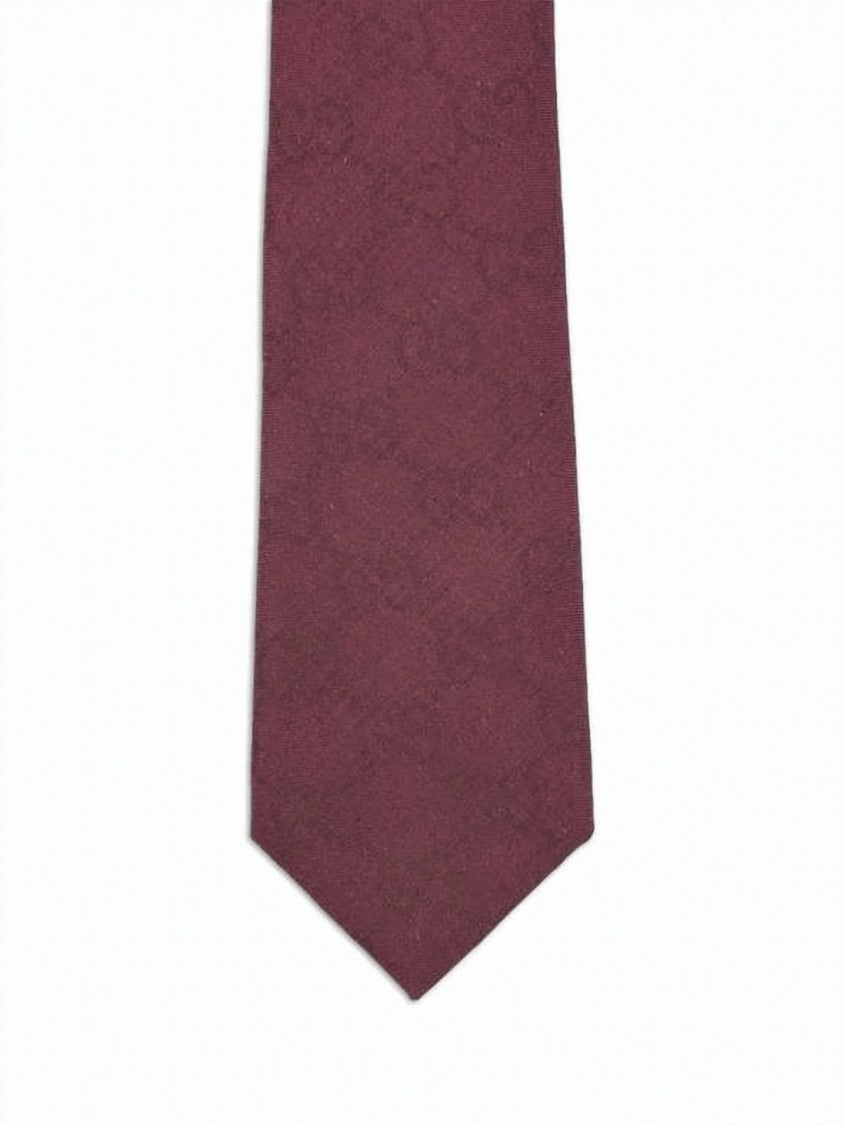 Gucci Silk-Cotton Blend Necktie With Tonal Gg Pattern