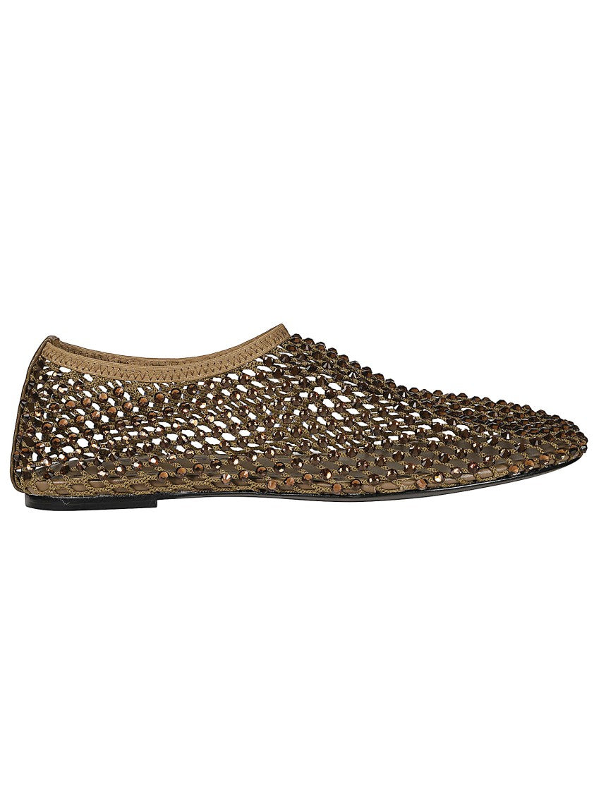 Strategia Sparkling Mesh Flats With Swarovski Accents And Leather Sole
