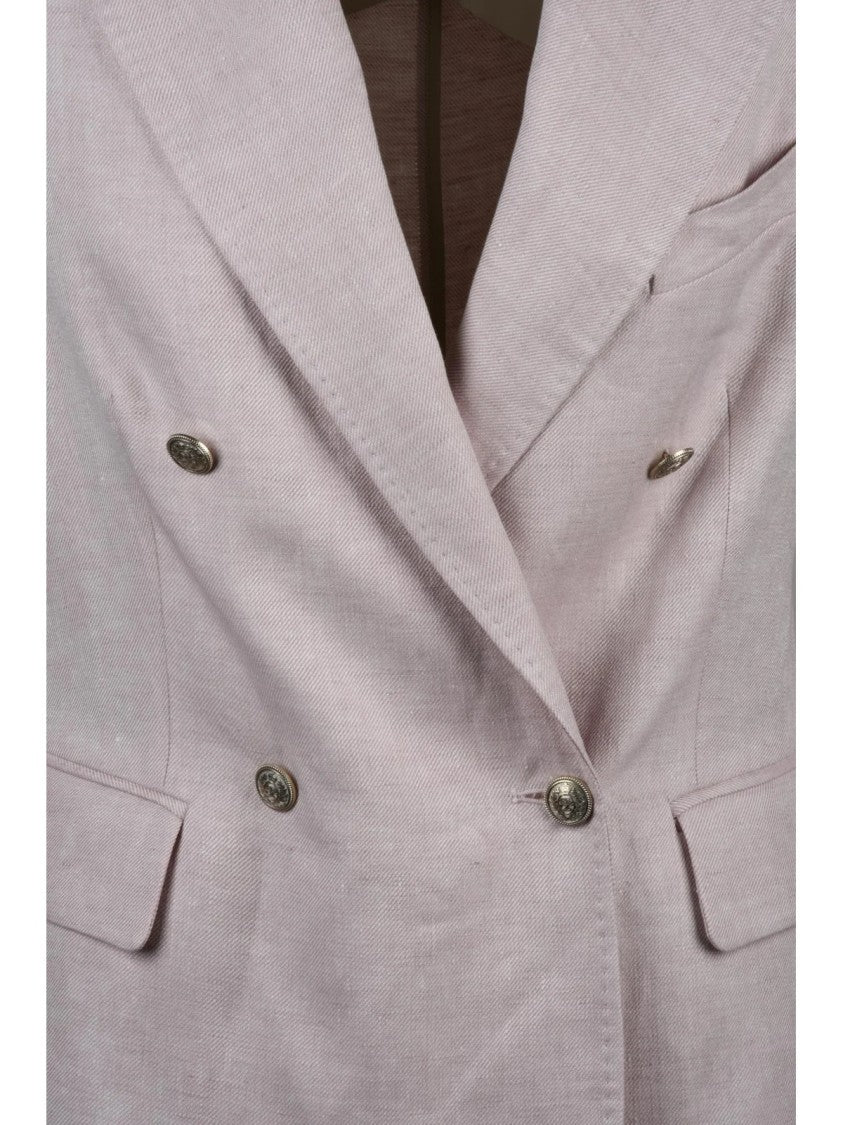 Eleventy Pink Women Linen Double-Breasted Jacket