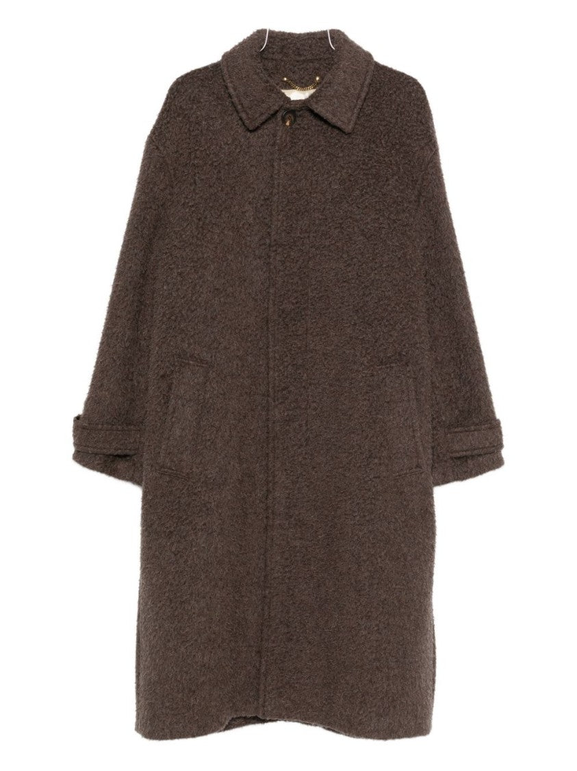 Golden Goose Mid-Length Brown Textured Woolen Coat