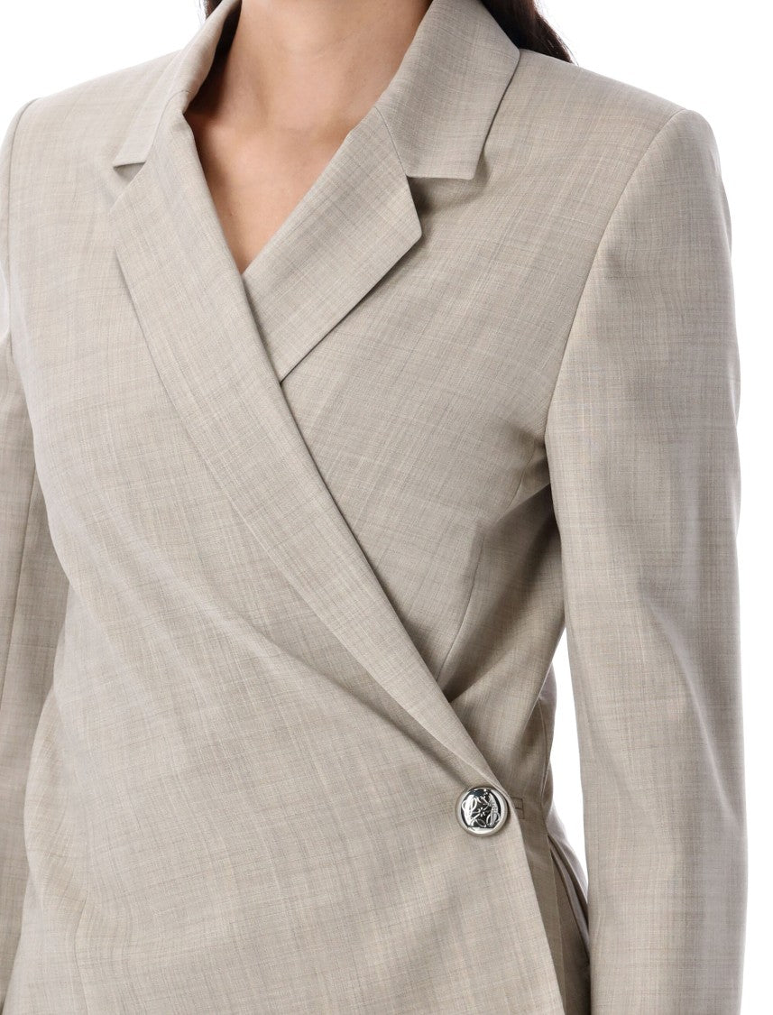 Loewe Twisted Silhouette Wool Blazer With Anagram Pebble Button