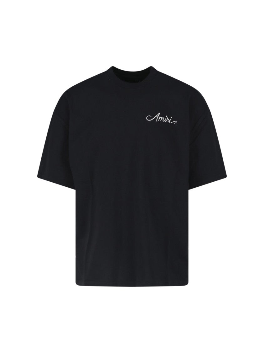 Amiri Black Logo Print Cotton T-Shirt