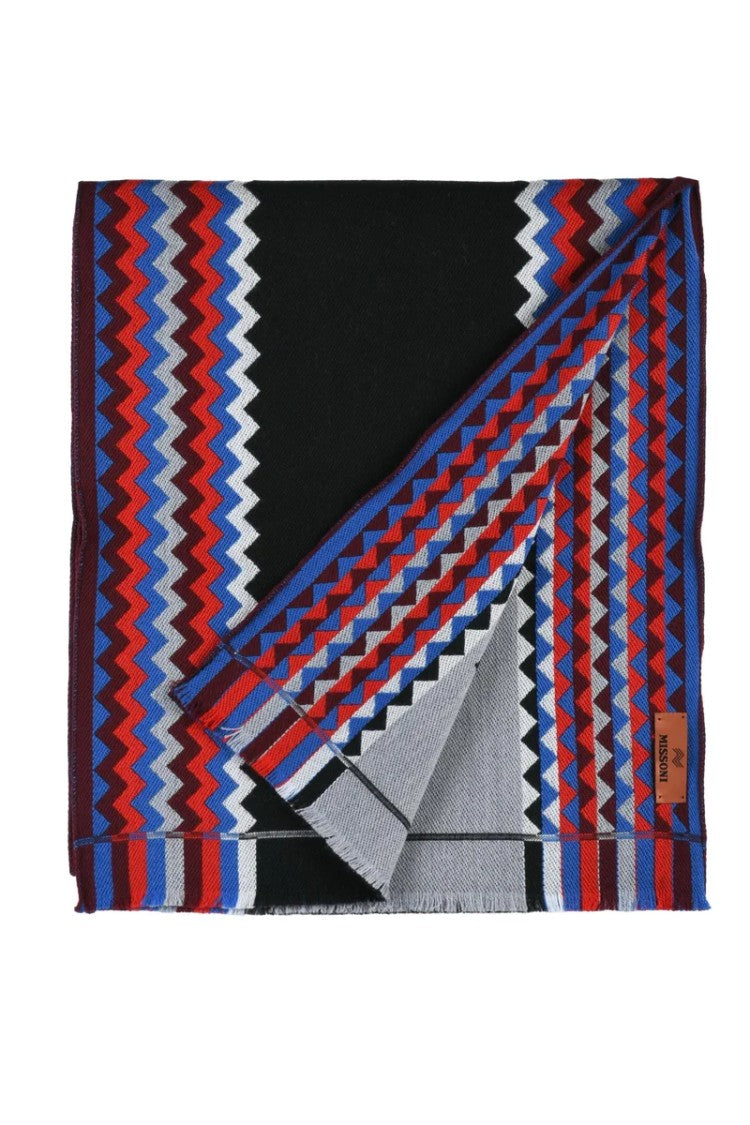 Missoni Black Blue Wool Scarf