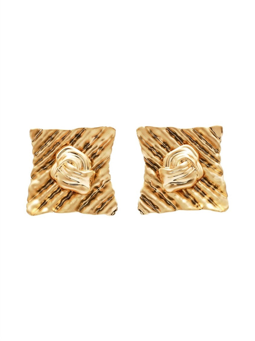 Cult Gaia Gold Textured Square Knot Earrings