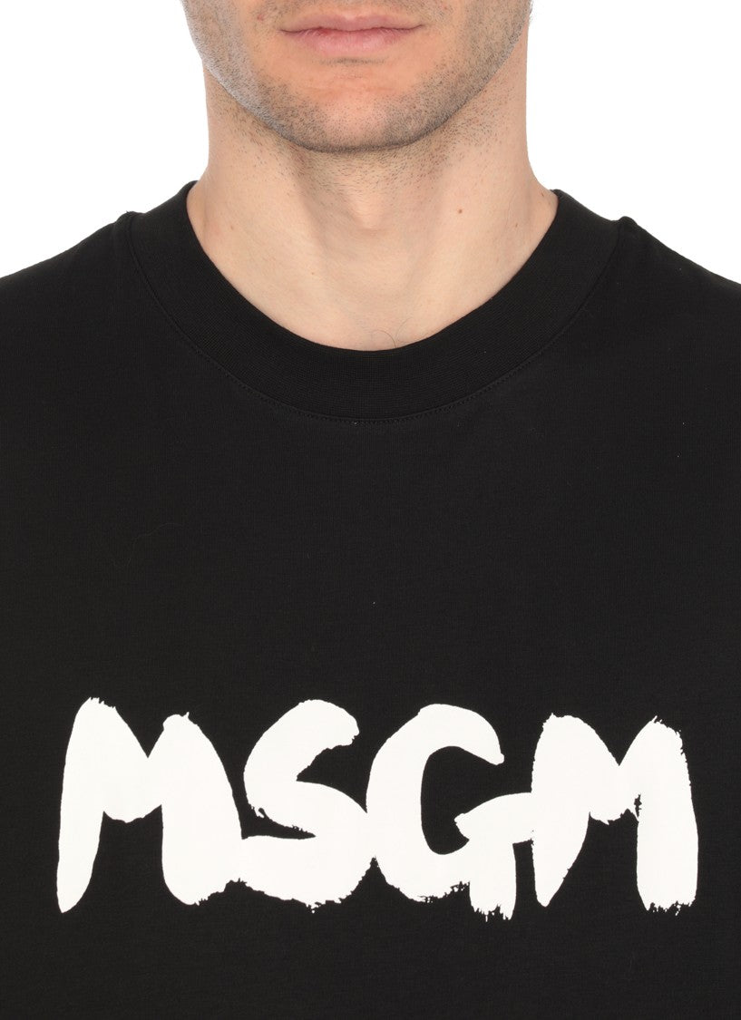 Msgm Black Cotton T-Shirt