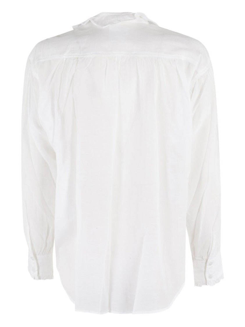 Isabel Marant Étoile Ruffled Front White Top With Long Sleeves And Elegant Collar