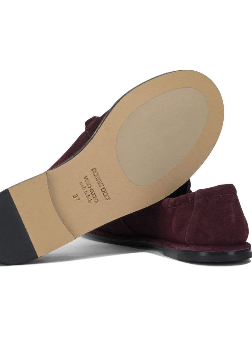 Pomme D'or Bordeaux Leather Loafers With Decorative Knot Detail
