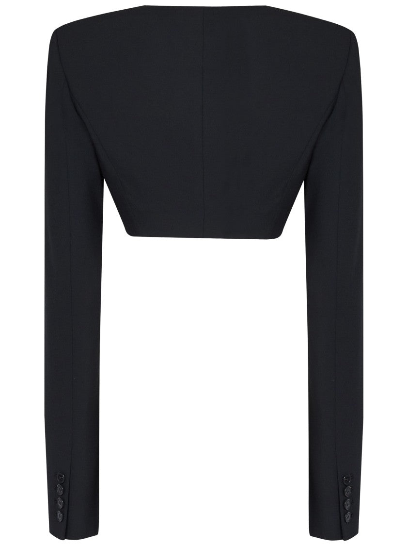 Nensi Dojaka Cropped Blazer With Deep Square Neckline