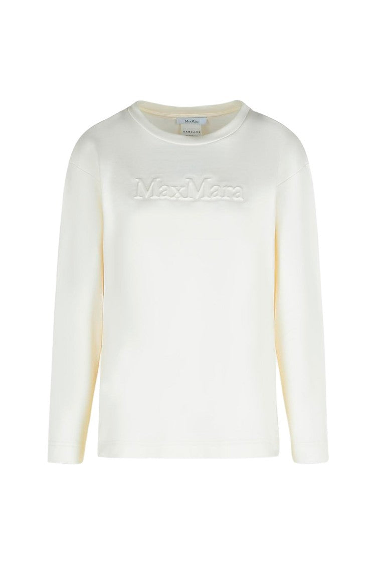 Max Mara Cream Silk-Cotton Blend Logo Sweatshirt