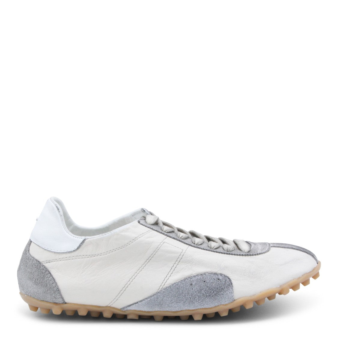 Maison Margiela Low-Top White Leather Sneakers With Central Stripe Detail