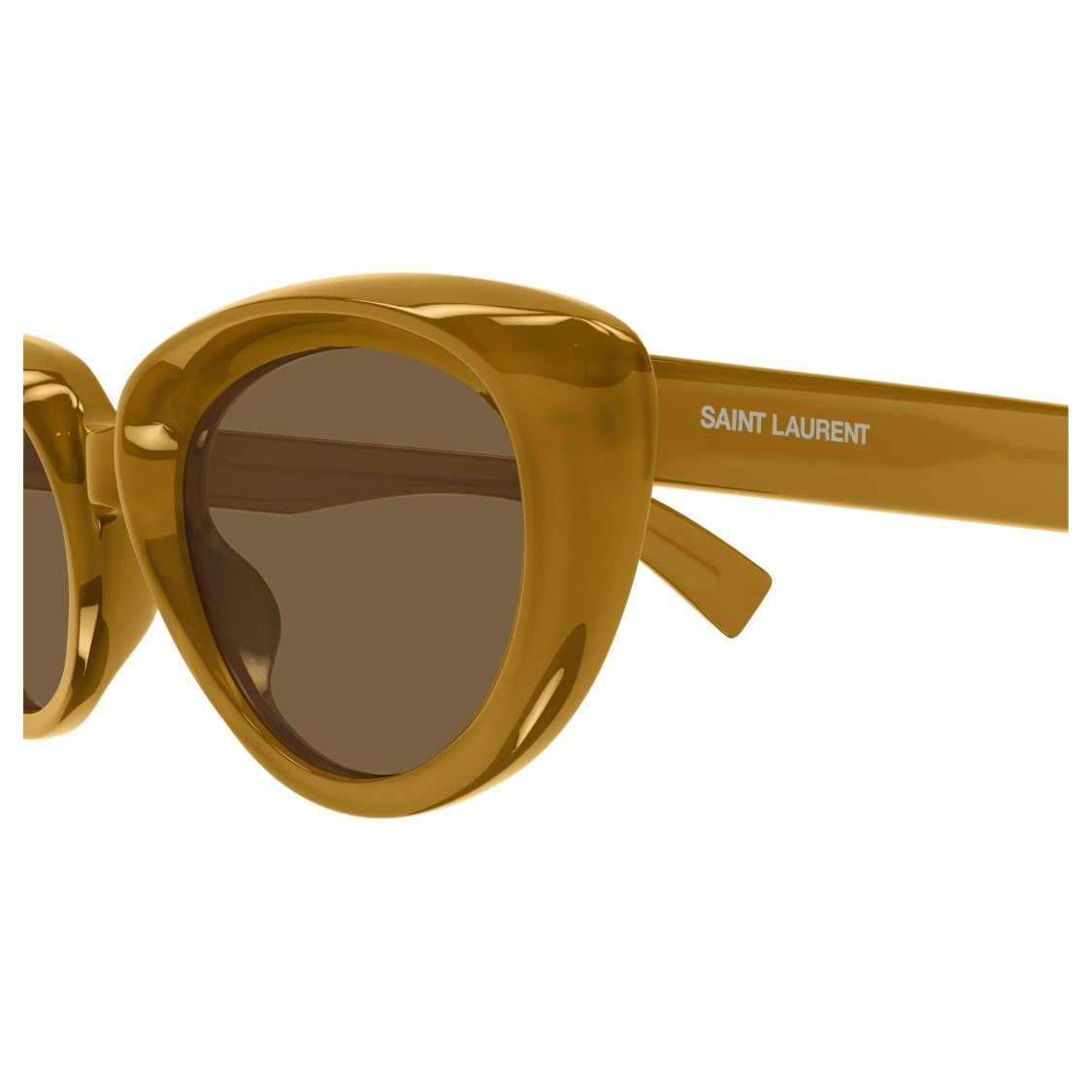 Saint Laurent Retro Cat-Eye Sunglasses With Glossy Amber Frames