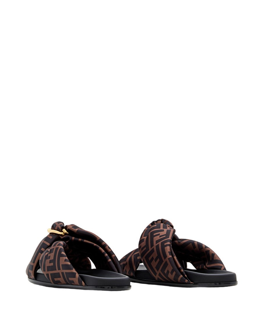 Fendi Logo Print Fabric Sandals