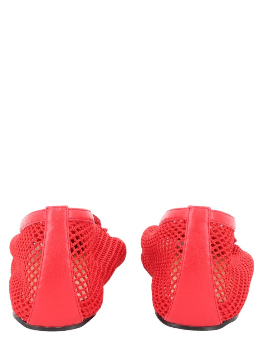 Ganni Breathable Mesh Ballerina Flats With Crochet Floral Detail
