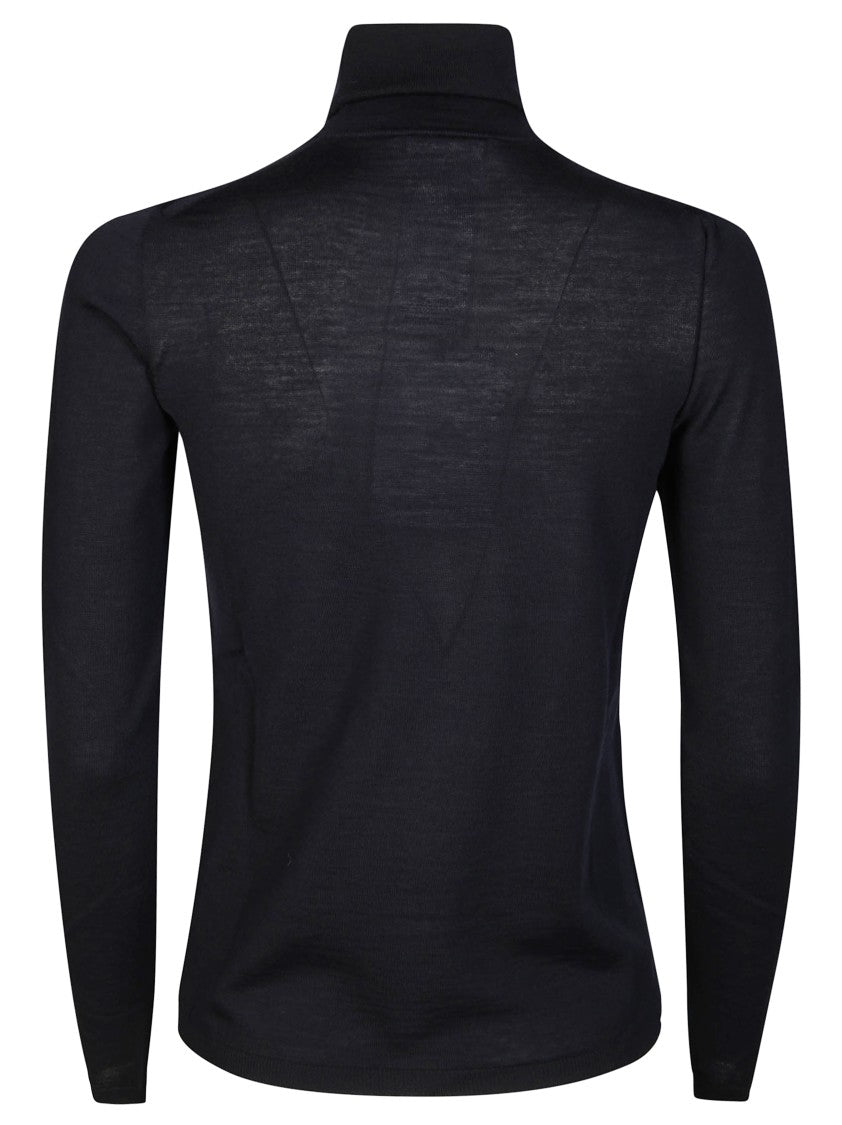 Max Mara Slim-Fit Long-Sleeved Turtleneck Top With V-Seam Details