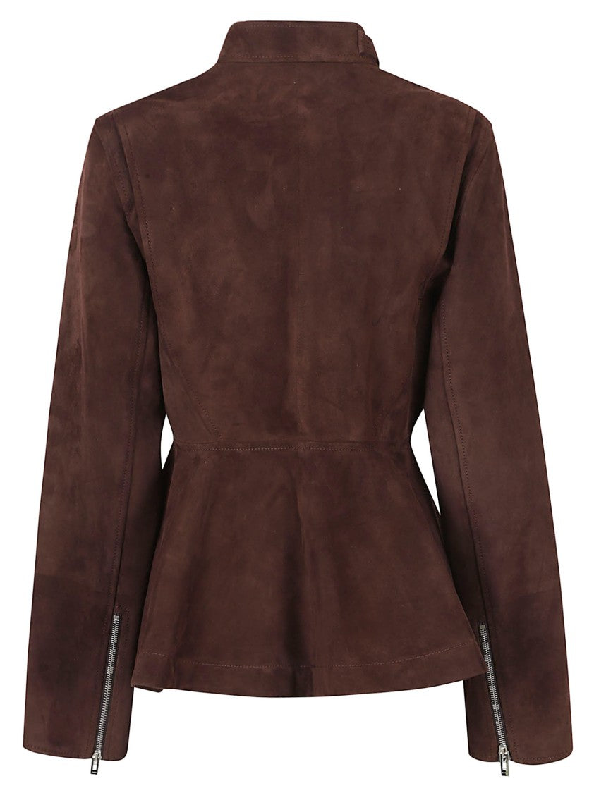 Alaïa Fitted Peplum Jacket In Suede Goat Leather