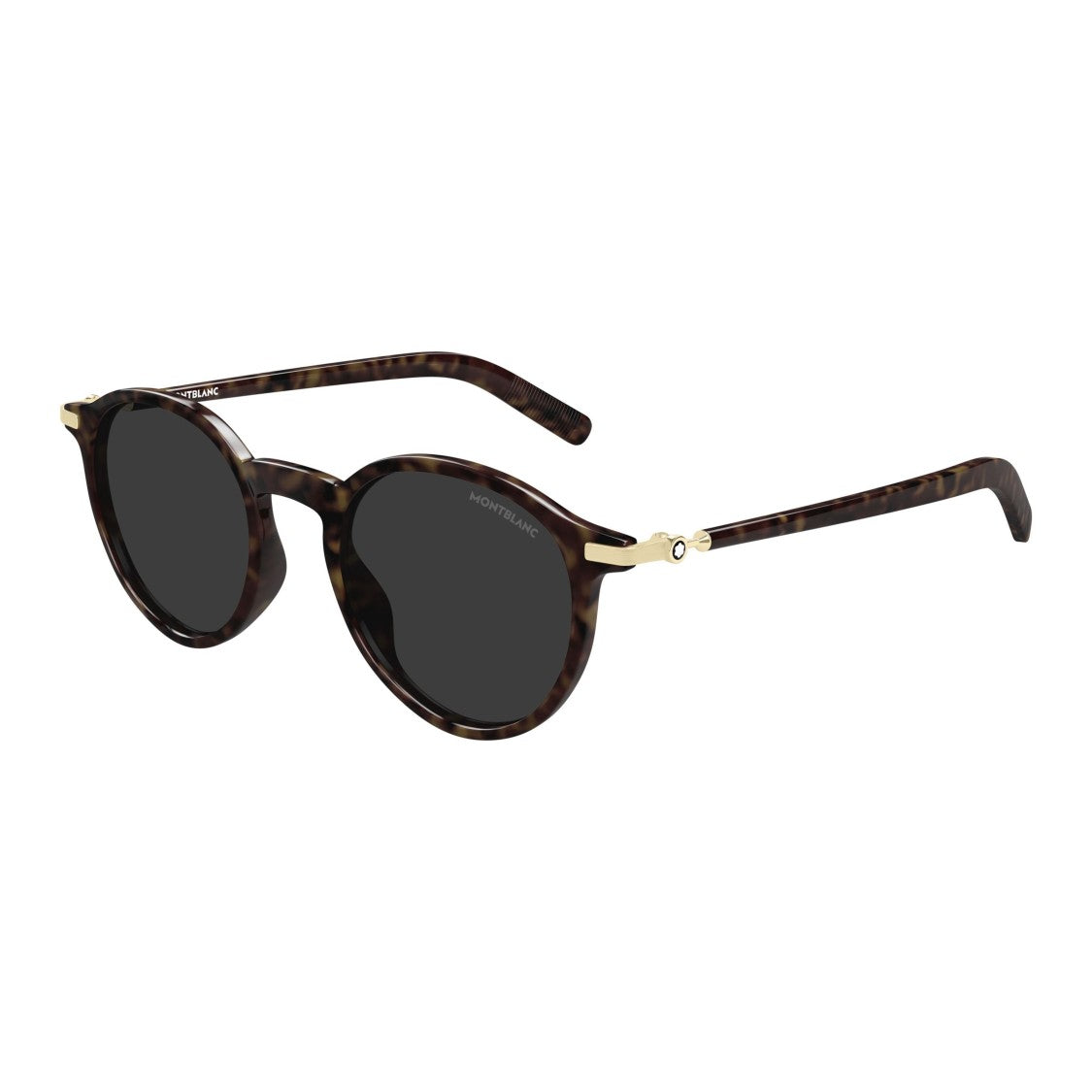Montblanc Round Tortoiseshell Sunglasses With Gold Accents