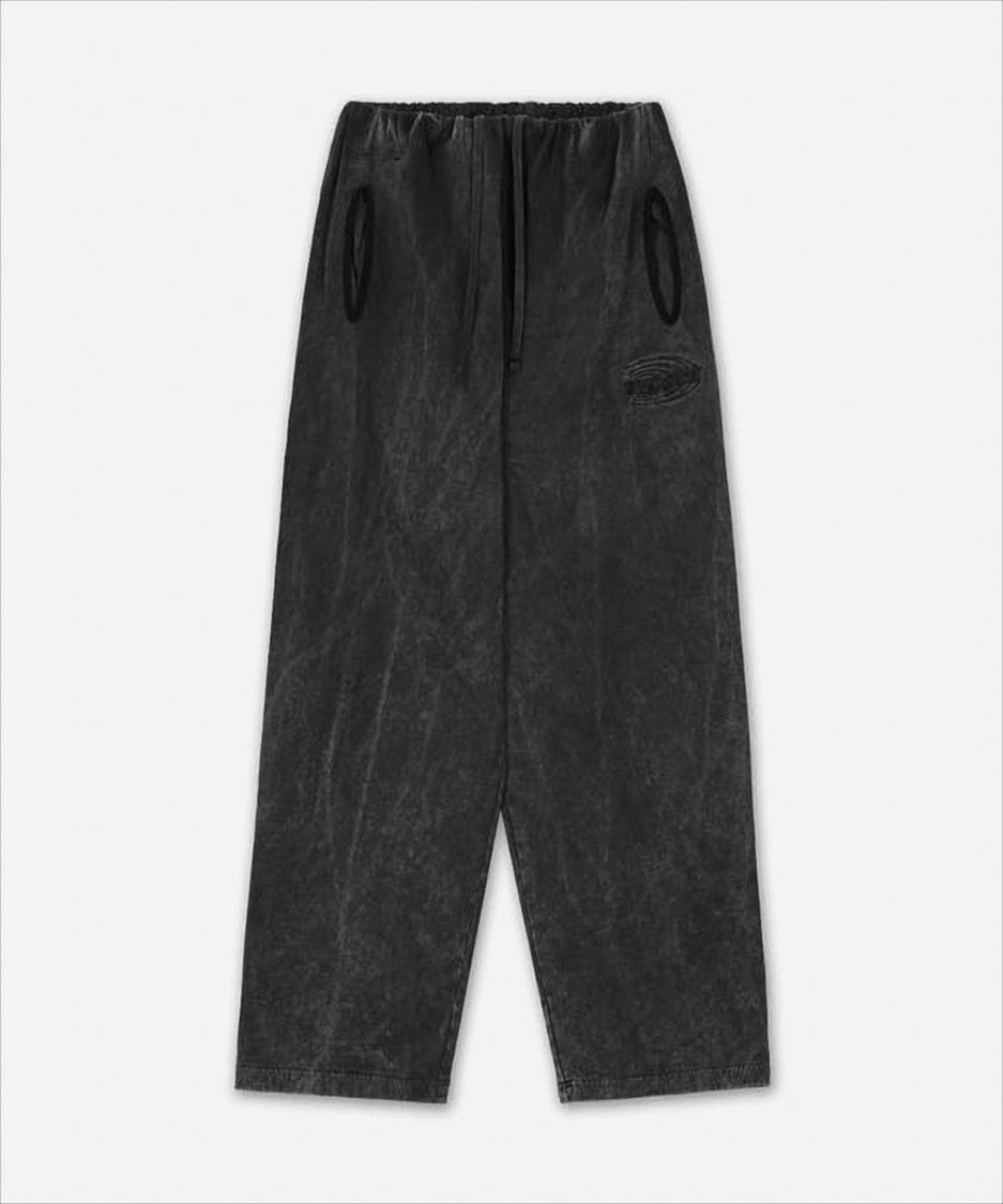 Diesel Washed Black Relaxed-Fit Pants With Elastic Waistband