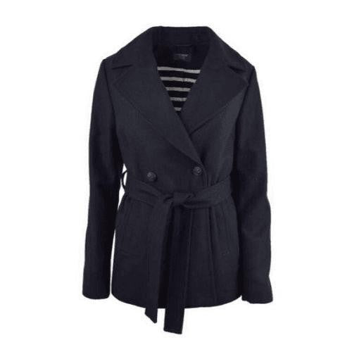 Saint James Double-Breasted Tailored Coat With Striped Interior