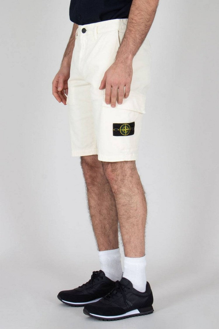 Stone Island Cream Side Badge Cotton-Blend Shorts