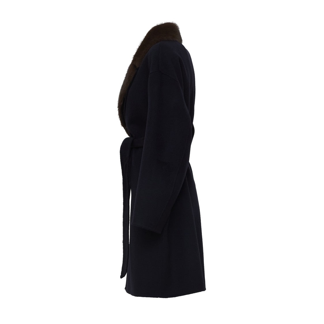 Parosh Double-Breasted Removable Fur Collar Wool Coat