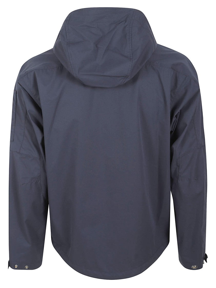 C.P. Company Minimalist Blue Hooded Jacket With Zipper Closure