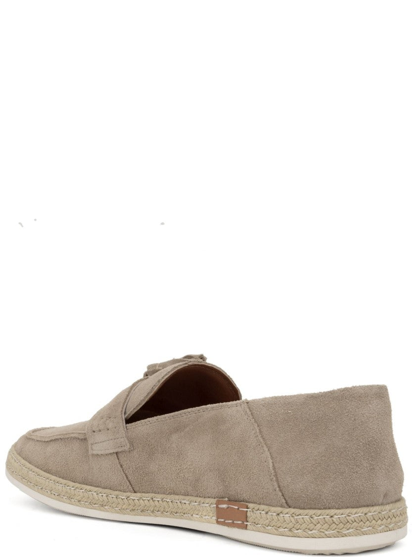 Sergio Moretti Espadrille-Style Beige Suede Flat Shoes