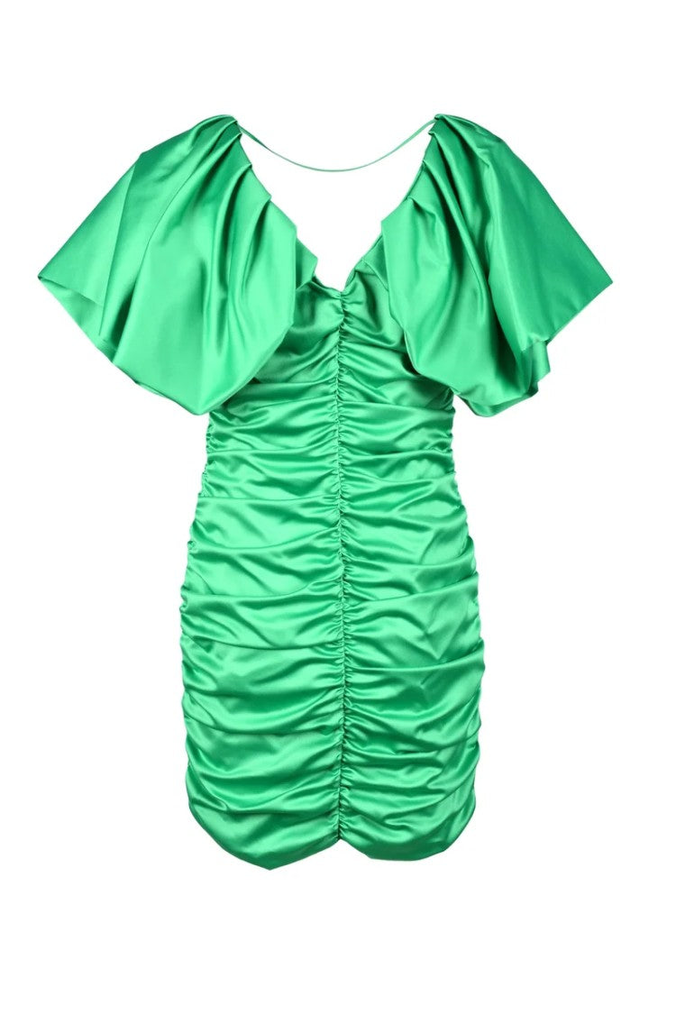 Simona Corsellini Green Mini Dress With Ruched Design