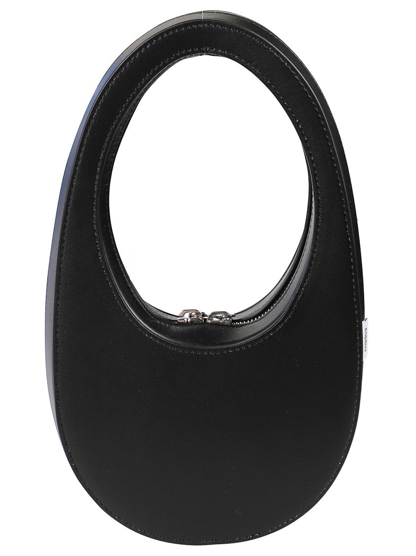 Coperni Curved Black Leather Swipe Mini Bag