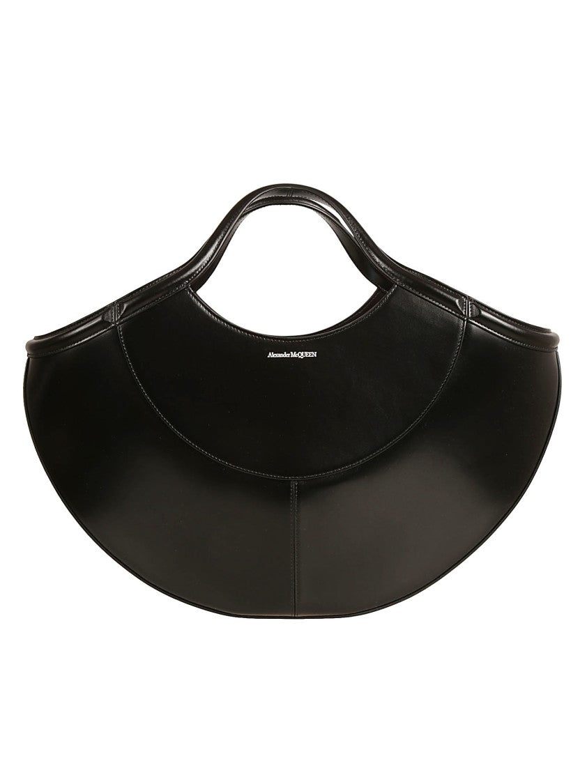 Alexander Mcqueen Sculptural Silhouette Black Leather Bag