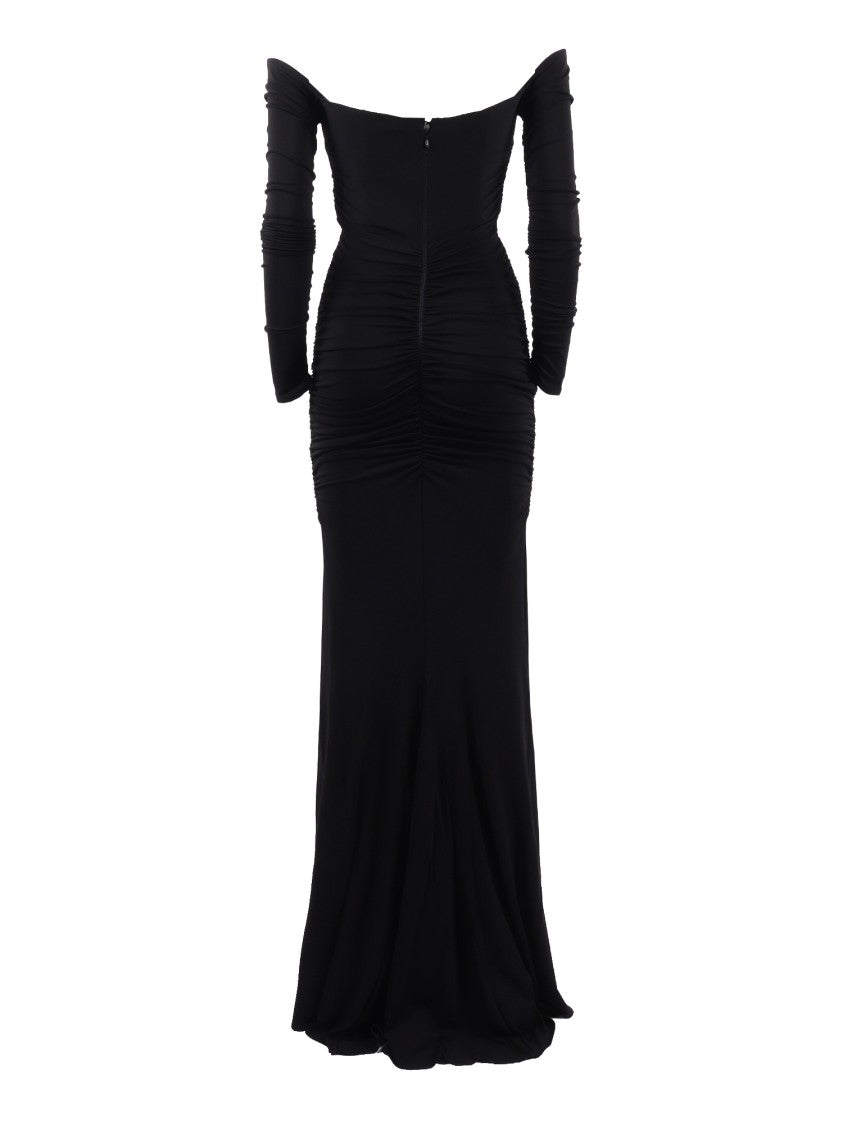 Elisabetta Franchi Off The Shoulder Ruched Maxi Dress