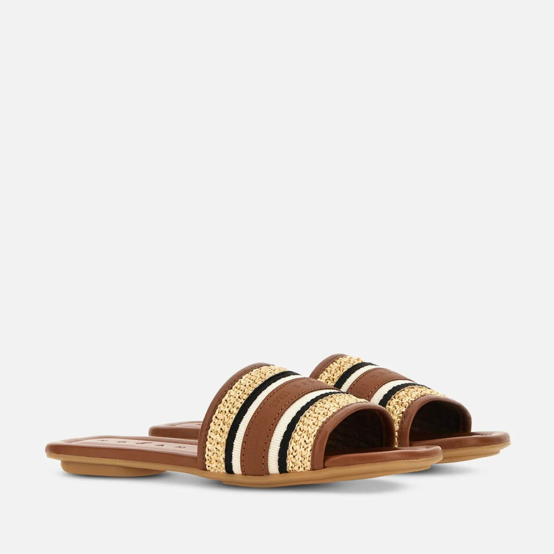 Hogan Woven Flat Slide Sandals