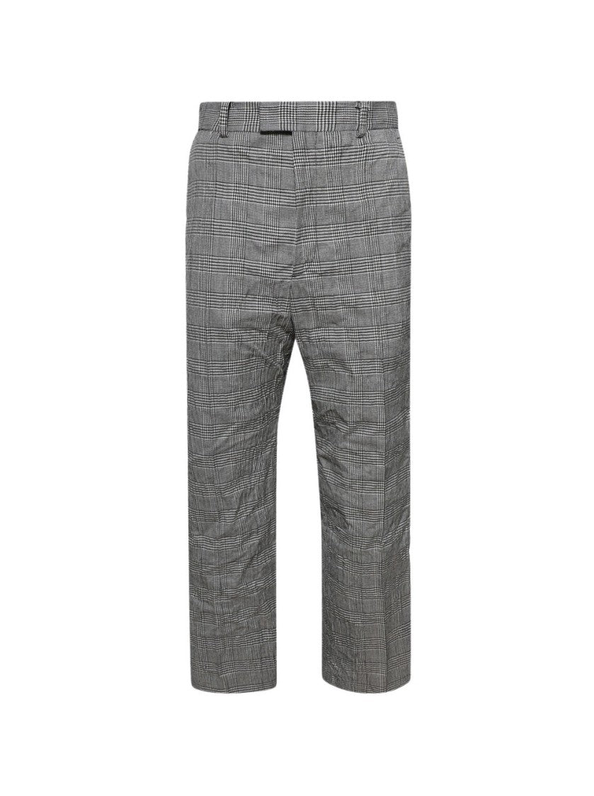 Vetements Metalized Wrinkled Tailored Pants Grey Check