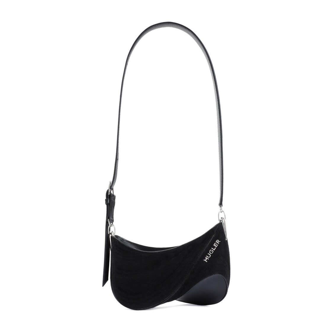 Mugler Black Cotton Curve Bag
