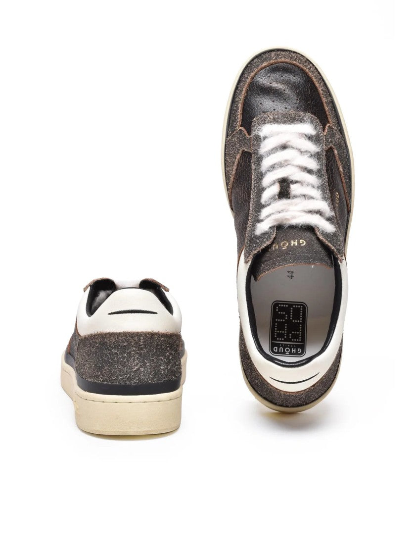 Ghoud Brown Leather Distressed Sneakers