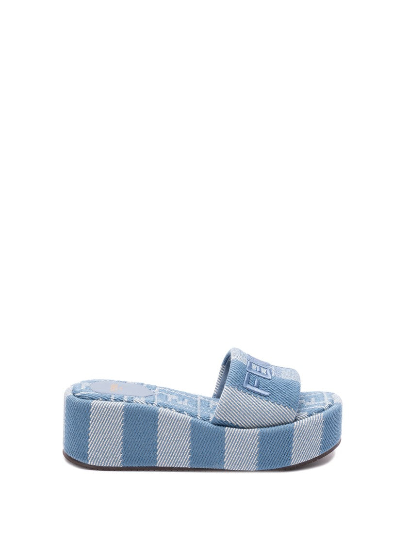 Fendi `Ff` Denim Slides