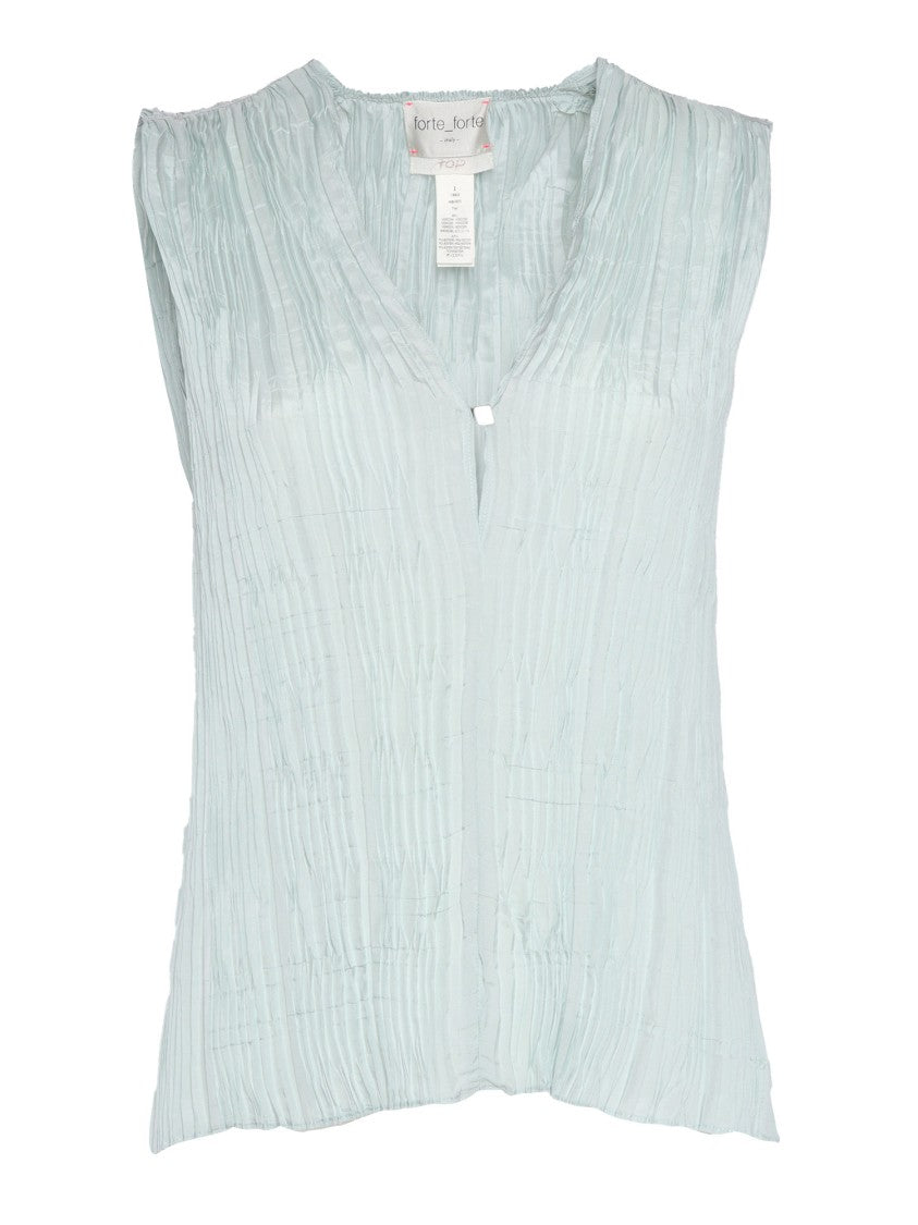 Forte Forte Plissé Ecoviscose Sleeveless Top With Decorative Closure