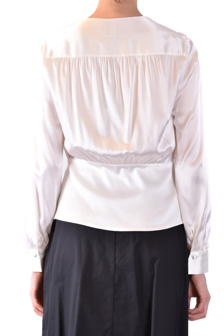 Pinko Silk Blend Blouse With Wrap-Style Front