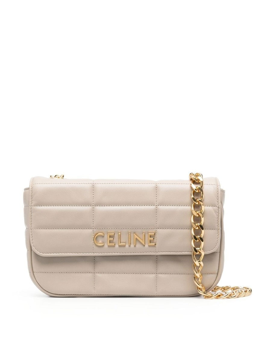 Céline Quilted Logo-Plaque Shoulder Bag