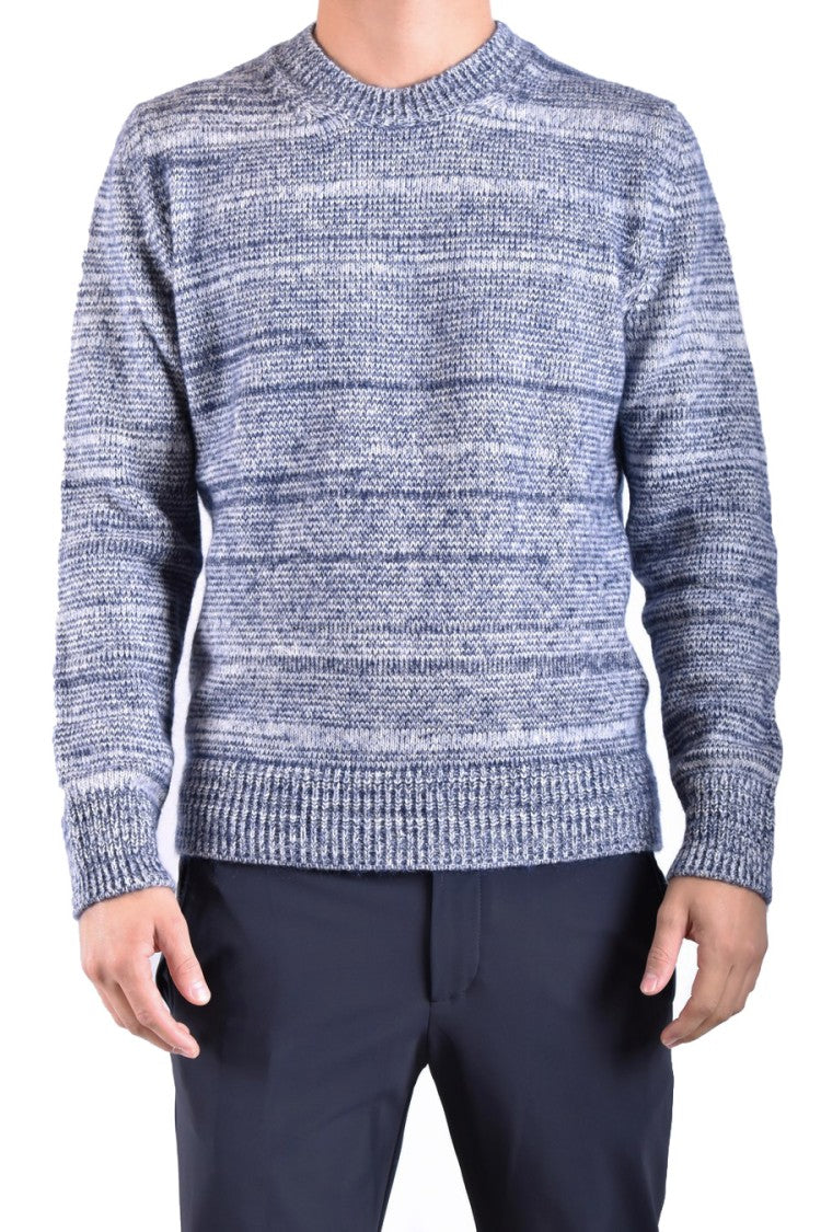 Dondup Textured Blue Knitwear With Classic Crew Neck