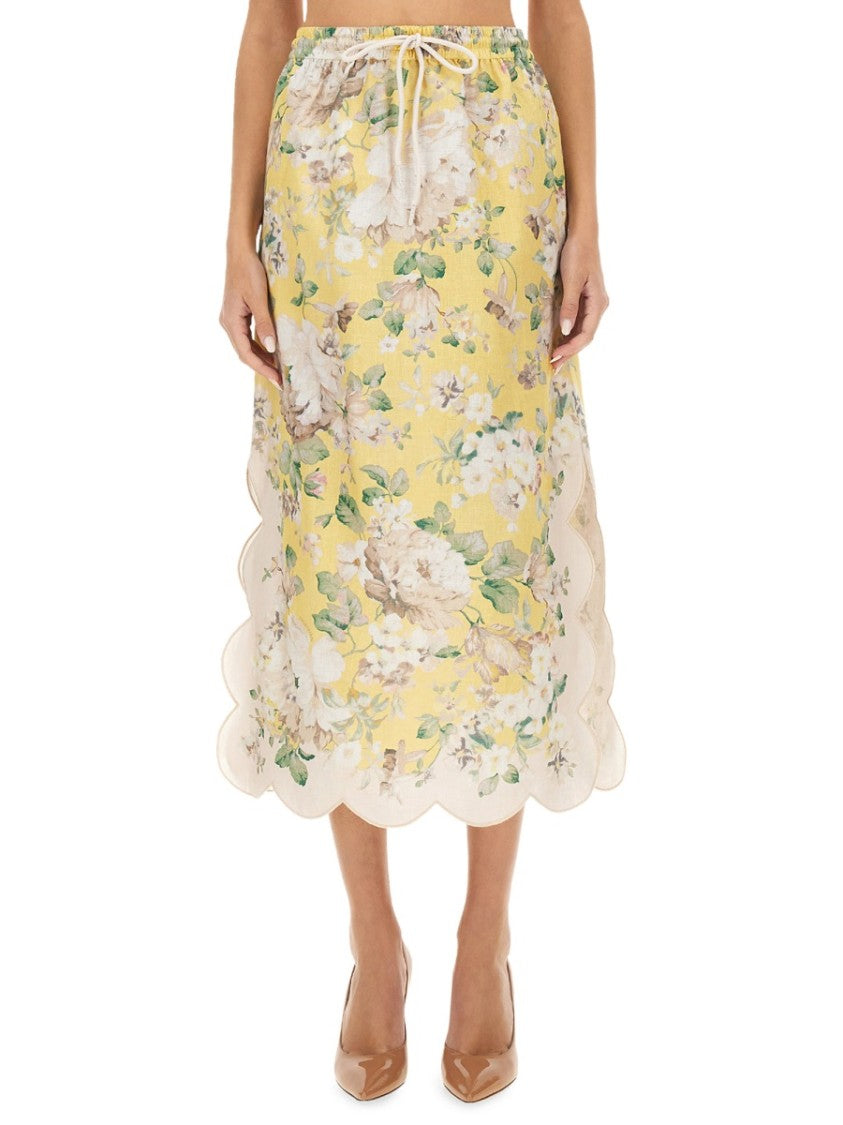 Zimmermann Classic Linen Skirt With Elegant Draping