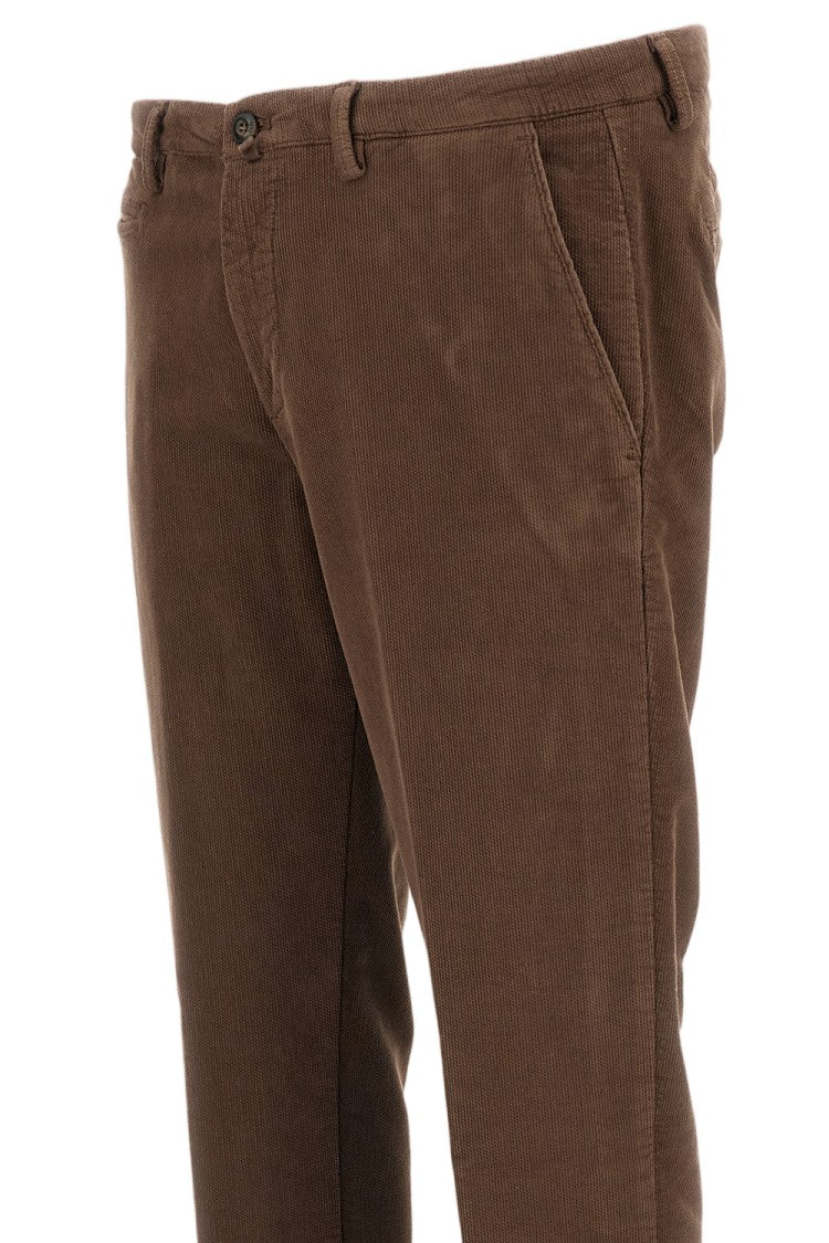 Briglia 1949 Brown Moleskin-Effect Cotton Twill Straight-Leg Pants