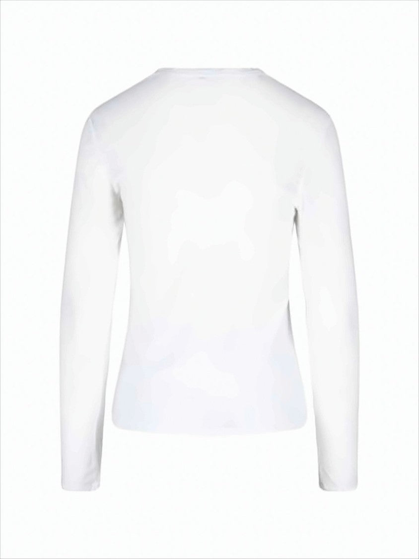 James Perse Long-Sleeve White Velvet Top